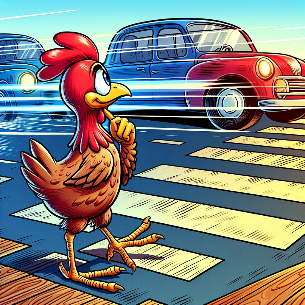 Chicken crossing the road
