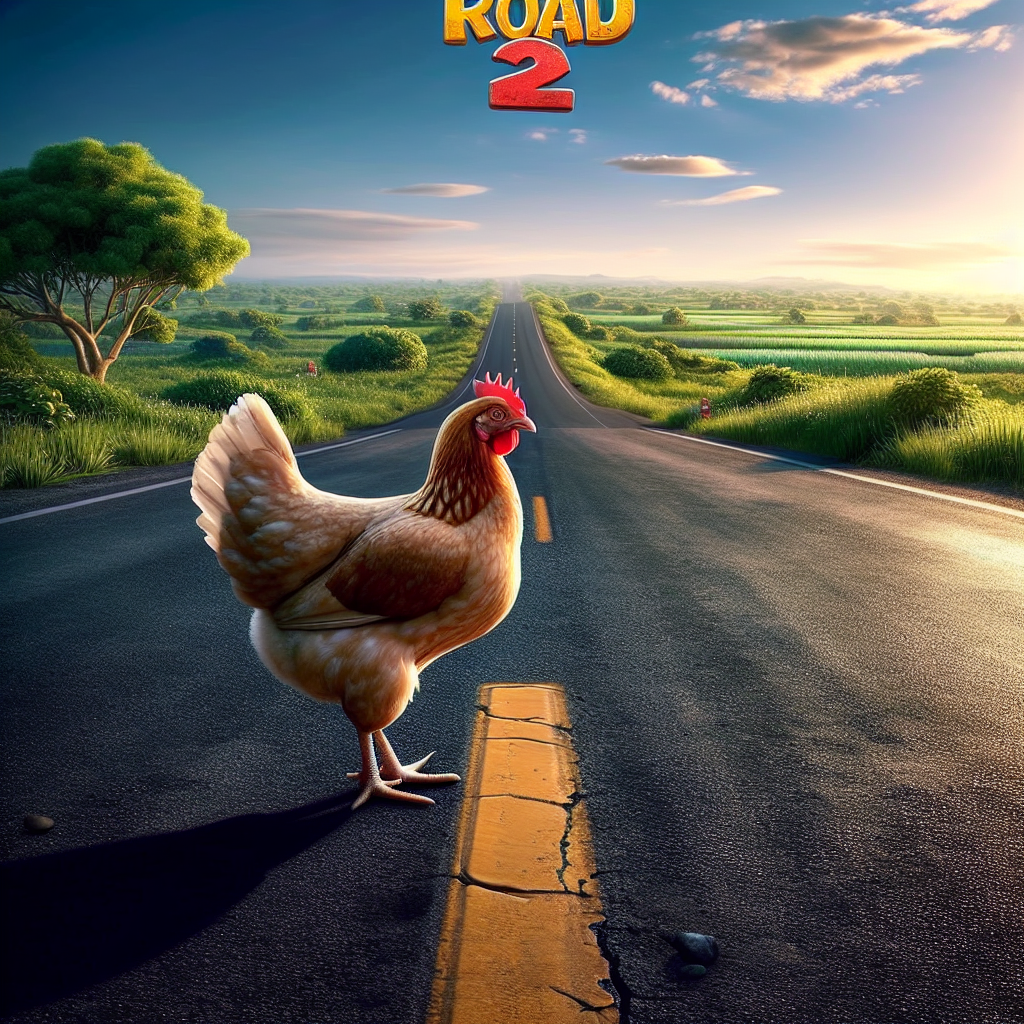 Calm chicken waiting to cross